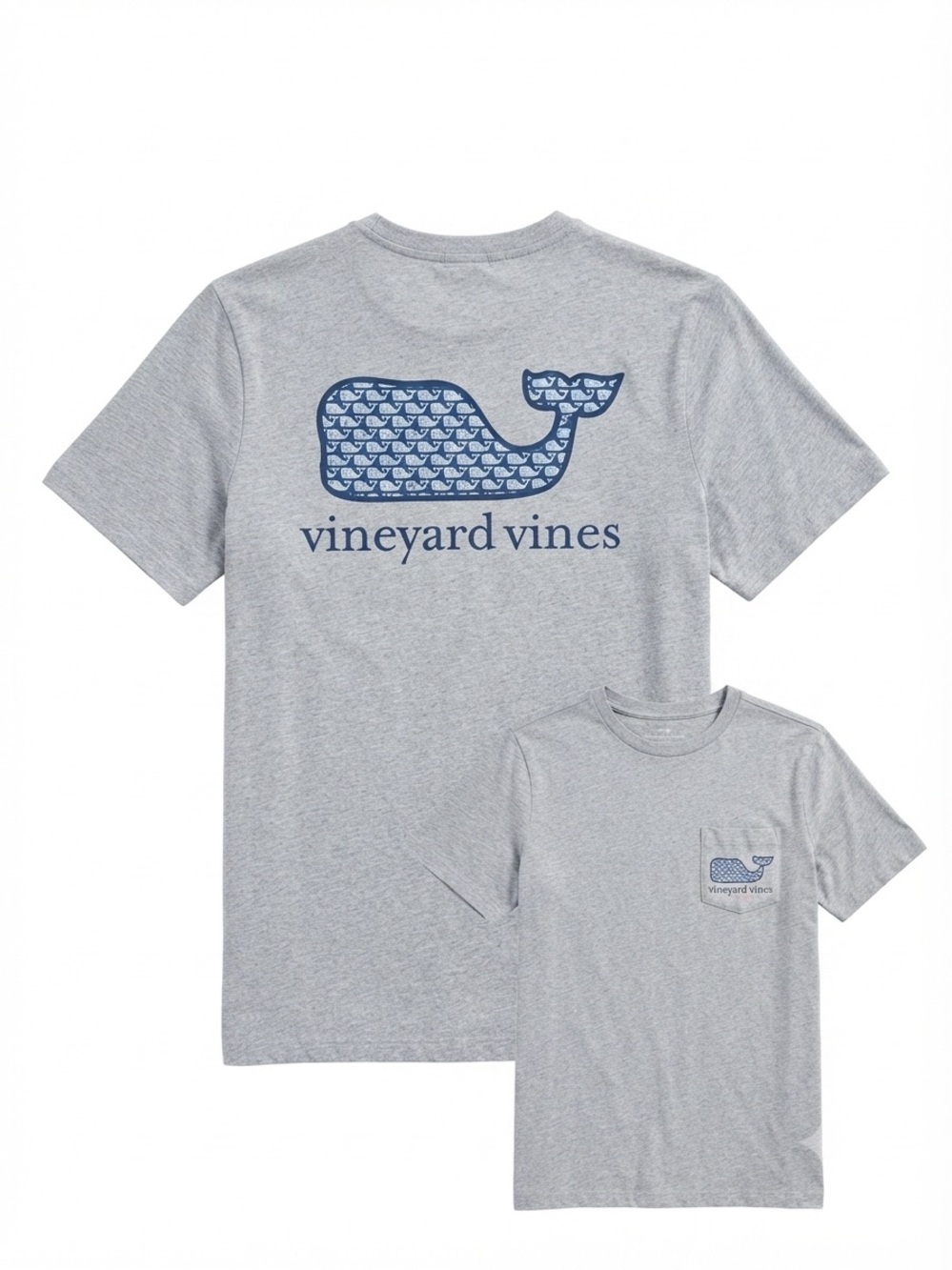 Vineyard Vines Kids Grey Whale Pocket Tee Size S 8-10